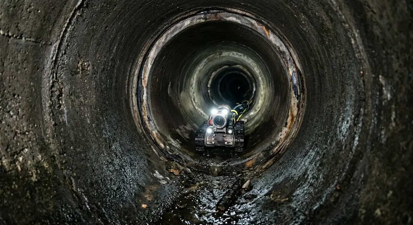 Robotic sewer camera inspecting pipe interior for Sewer Line Cleaning in Ste. Genevieve